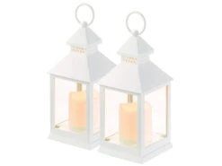 Lunartec Beleuchtung:2er Pack Laterne Mit Flackernder LED-Kerze Und Timer, Batteriebetrieb -Lunartec Shop nx1767 7