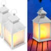 Lunartec Hängedeko-Laterne:2er Pack LED-Laterne Mit Realistischem Flammenspiel Und Timer, Weiß -Lunartec Shop nx1769 5