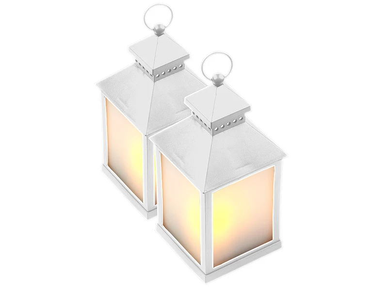 Lunartec Hängedeko-Laterne:2er Pack LED-Laterne Mit Realistischem Flammenspiel Und Timer, Weiß 4 Lunartec Hängedeko-Laterne:2er Pack LED-Laterne Mit Realistischem Flammenspiel Und Timer, Weiß – Bild 2