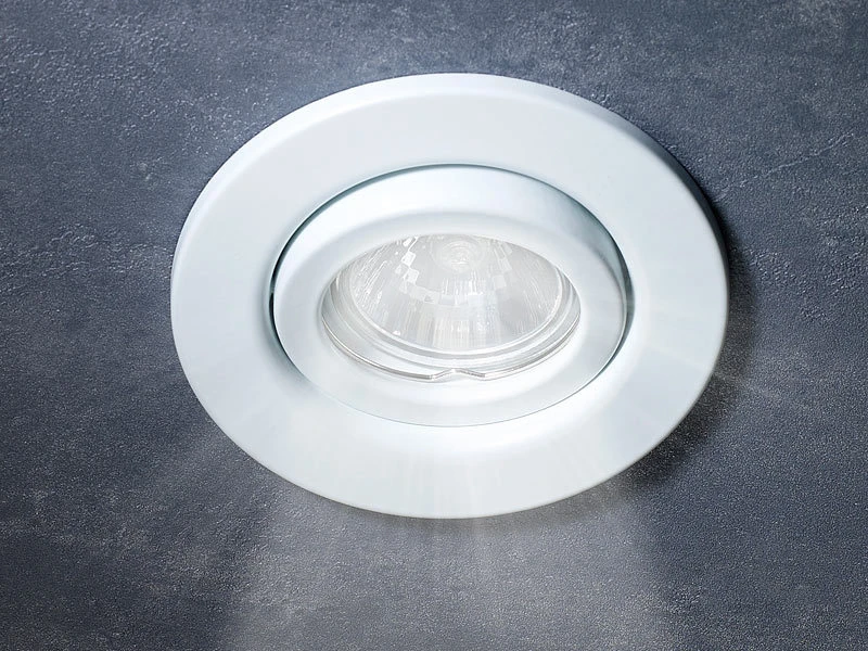 Luminea Lampen-Einbaufassungen:6er-Set Einbaurahmen Für MR16, Weiß, Schwenkbar 5 Luminea Lampen-Einbaufassungen:6er-Set Einbaurahmen Für MR16, Weiß, Schwenkbar – Bild 3