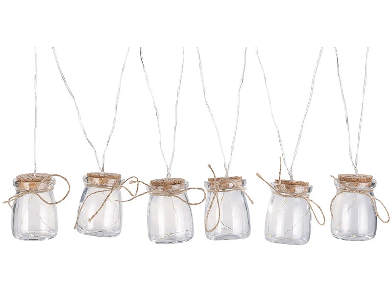 Lunartec Flaschenlichterkette:LED-Silberdraht Mit 18 LEDs In 6 Deko-Gläsern, Batteriebetrieben 10 Lunartec Flaschenlichterkette:LED-Silberdraht Mit 18 LEDs In 6 Deko-Gläsern, Batteriebetrieben – Bild 8