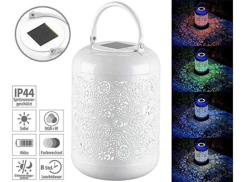 Lunartec Solar Teelicht:Solar-Laterne Mit LEDs In RGB & Weiß Und Dämmerungssensor, IP44 3 Lunartec Solar Teelicht:Solar-Laterne Mit LEDs In RGB & Weiß Und Dämmerungssensor, IP44