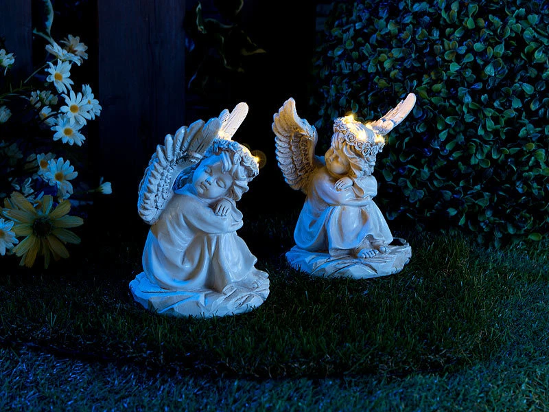 Lunartec Solar Engel Garten:2 Schlafende Solar-LED-Schutzengel-Figuren, Versandrückläufer 9 Lunartec Solar Engel Garten:2 Schlafende Solar-LED-Schutzengel-Figuren, Versandrückläufer – Bild 7