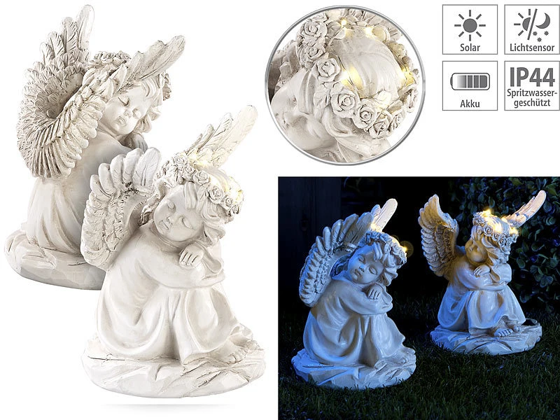 Lunartec Solar Engel Garten:2 Schlafende Solar-LED-Schutzengel-Figuren, Versandrückläufer 4 Lunartec Solar Engel Garten:2 Schlafende Solar-LED-Schutzengel-Figuren, Versandrückläufer – Bild 2