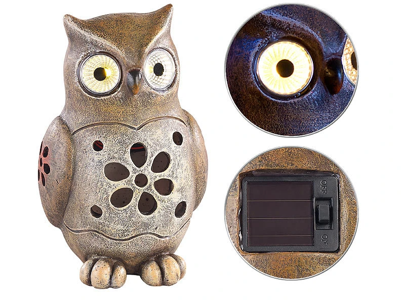 Lunartec Solar Figuren:Deko-Eule Mit Leuchtenden LED-Augen Und Solar-Panel, 16 Cm, IP44 4 Lunartec Solar Figuren:Deko-Eule Mit Leuchtenden LED-Augen Und Solar-Panel, 16 Cm, IP44 – Bild 2