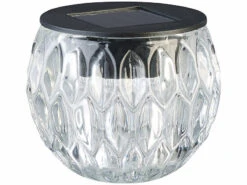 Lunartec Solar Tischleuchten:Solar-LED-Windlicht Liora, Mit Tollem Lichtmuster, Glas, IP44, Ø 8 Cm -Lunartec Shop nx3885 0 1