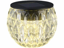 Lunartec Solar Tischleuchten:Solar-LED-Windlicht Liora, Mit Tollem Lichtmuster, Glas, IP44, Ø 8 Cm -Lunartec Shop nx3885 11 1