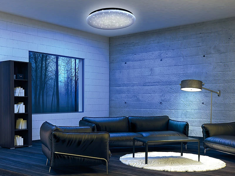 Luminea LED Deckenleuchten:2er-Set LED-Decken-Kinderzimmerleuchten, Sternenhimmel-Effekt, 840 Lm 6 Luminea LED Deckenleuchten:2er-Set LED-Decken-Kinderzimmerleuchten, Sternenhimmel-Effekt, 840 Lm – Bild 4