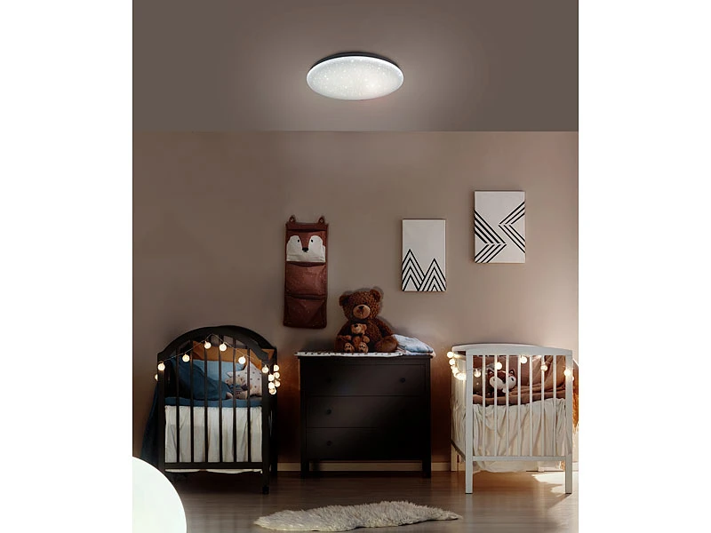 Luminea LED Deckenleuchten:2er-Set LED-Decken-Kinderzimmerleuchten, Sternenhimmel-Effekt, 840 Lm 7 Luminea LED Deckenleuchten:2er-Set LED-Decken-Kinderzimmerleuchten, Sternenhimmel-Effekt, 840 Lm – Bild 5