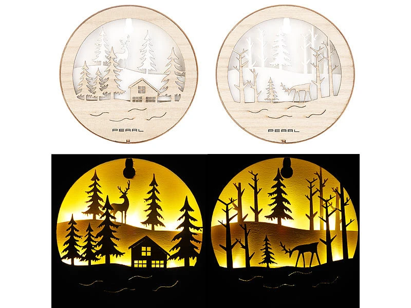 Lunartec Holzbilder:2er-Set Leuchtende Echtholzbilder Mit Warmweißen LEDs, Batteriebetrieb 3 Lunartec Holzbilder:2er-Set Leuchtende Echtholzbilder Mit Warmweißen LEDs, Batteriebetrieb