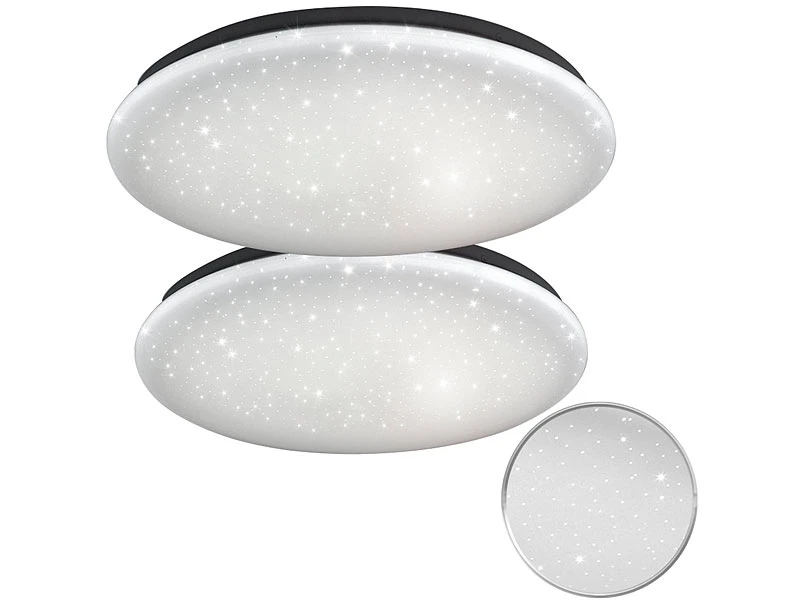 Luminea LED Deckenleuchten:2er-Set LED-Decken-Kinderzimmerleuchten, Sternenhimmel-Effekt, 840 Lm 3 Luminea LED Deckenleuchten:2er-Set LED-Decken-Kinderzimmerleuchten, Sternenhimmel-Effekt, 840 Lm