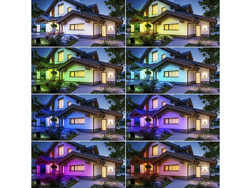 Luminea LED Strahler Bunt:2er-Set Wetterfeste Outdoor-Fluter, RGB-CCT-LEDs, 15 W, 1.250 Lm, IP65 7 Luminea LED Strahler Bunt:2er-Set Wetterfeste Outdoor-Fluter, RGB-CCT-LEDs, 15 W, 1.250 Lm, IP65 – Bild 5