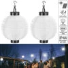 Lunartec Solarleuchten Garten:2er-Set Solar-LED-Lampion, Dämmerungs-Sensor, IP44, Warmweiß, 20 Cm Ø -Lunartec Shop nx4996 6