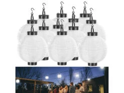 Alternative view of Lunartec Solar Lampion Balkon:12er-Set Solar-LED-Lampion, Dämmerungs-Sensor, IP44, Warmweiß, 20 Cm Ø