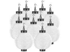 Lunartec Solar Lampion Balkon:12er-Set Solar-LED-Lampion, Dämmerungs-Sensor, IP44, Warmweiß, 20 Cm Ø -Lunartec Shop nx4998 1