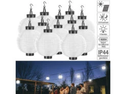 Lunartec Solar Lampion Balkon:12er-Set Solar-LED-Lampion, Dämmerungs-Sensor, IP44, Warmweiß, 20 Cm Ø