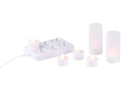 Lunartec LED Teelichter Aufladbar:3er-Set, Je 6 LED-Akku-Teelichter, Flackernde Flamme, Teelichthalter -Lunartec Shop nx5633 1