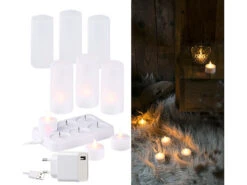 Lunartec LED Teelichter Aufladbar:3er-Set, Je 6 LED-Akku-Teelichter, Flackernde Flamme, Teelichthalter -Lunartec Shop nx5633 14