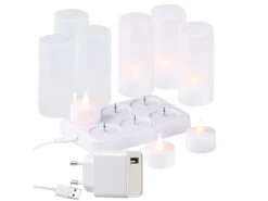 Lunartec LED Teelichter Aufladbar:3er-Set, Je 6 LED-Akku-Teelichter, Flackernde Flamme, Teelichthalter -Lunartec Shop nx5633 15