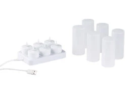 Lunartec LED Teelichter Aufladbar:3er-Set, Je 6 LED-Akku-Teelichter, Flackernde Flamme, Teelichthalter -Lunartec Shop nx5633 2