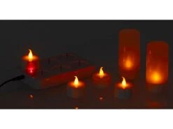 Lunartec LED Teelichter Aufladbar:3er-Set, Je 6 LED-Akku-Teelichter, Flackernde Flamme, Teelichthalter -Lunartec Shop nx5633 4