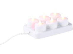 Lunartec LED Teelichter Aufladbar:3er-Set, Je 6 LED-Akku-Teelichter, Flackernde Flamme, Teelichthalter -Lunartec Shop nx5633 6