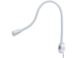 Lunartec Bettlampe:2er-Set LED-Bett- & Leseleuchten, Schwanenhals & USB-Ladebuchse, Je 3W -Lunartec Shop nx5638 1 1