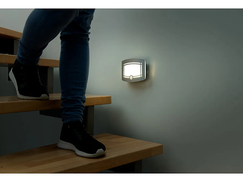 Lunartec Wandleuchte Mit Batterie:2-stufige Akku-LED-Wandleuchte, Bewegungs- & Lichtsensor, 40 Lm 6 Lunartec Wandleuchte Mit Batterie:2-stufige Akku-LED-Wandleuchte, Bewegungs- & Lichtsensor, 40 Lm – Bild 4
