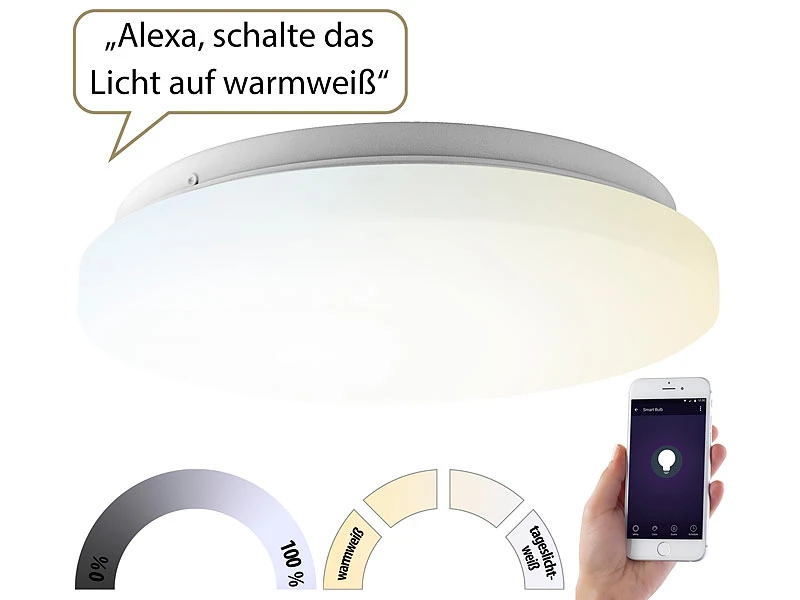 Luminea Home Control Deckenleuchte Wohnzimmer:2er-Set WLAN-LED-Deckenleuchten Für Amazon Alexa&Google Assistant, 24W 11 Luminea Home Control Deckenleuchte Wohnzimmer:2er-Set WLAN-LED-Deckenleuchten Für Amazon Alexa&Google Assistant, 24W – Bild 9