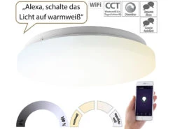Luminea Home Control Deckenleuchte Wohnzimmer:2er-Set WLAN-LED-Deckenleuchten Für Amazon Alexa&Google Assistant, 24W 19 Luminea Home Control Deckenleuchte Wohnzimmer:2er-Set WLAN-LED-Deckenleuchten Für Amazon Alexa&Google Assistant, 24W -Lunartec Shop nx6205 6