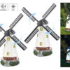 Lunartec Deko-Windmühle Garten:2er-Set Solar-Deko-Windmühlen Mit Drehendem Windrad & LED-Licht