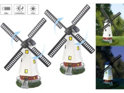 Lunartec Deko-Windmühle Garten:2er-Set Solar-Deko-Windmühlen Mit Drehendem Windrad & LED-Licht