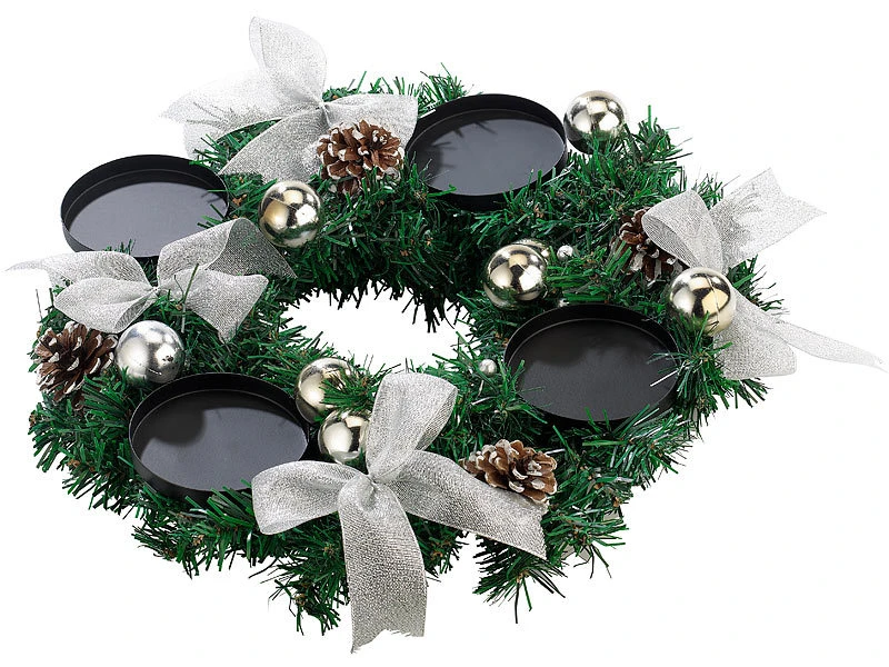 Britesta Fertiger Adventskranz:Adventskranz, Silbern, 4 Weiße LED-Kerzen Mit Bewegter Flamme 8 Britesta Fertiger Adventskranz:Adventskranz, Silbern, 4 Weiße LED-Kerzen Mit Bewegter Flamme – Bild 6