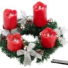 Britesta Tannenkränze LED-Kerzen:Adventskranz, Silbern, 4 Rote LED-Kerzen Mit Bewegter Flamme -Lunartec Shop nx6655 1