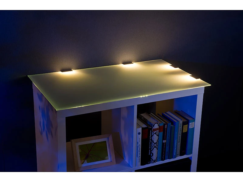 Lunartec Glasbeleuchtung:LED-Glasbodenbeleuchtung: 4 Klammern Mit 12 Warmweißen LEDs 8 Lunartec Glasbeleuchtung:LED-Glasbodenbeleuchtung: 4 Klammern Mit 12 Warmweißen LEDs – Bild 6
