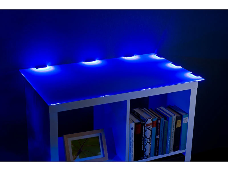 Lunartec LED Leiste:2er-Set LED-Glasbodenbeleuchtungen: 12 Klammern Mit 36 RGB-LEDs 10 Lunartec LED Leiste:2er-Set LED-Glasbodenbeleuchtungen: 12 Klammern Mit 36 RGB-LEDs – Bild 8