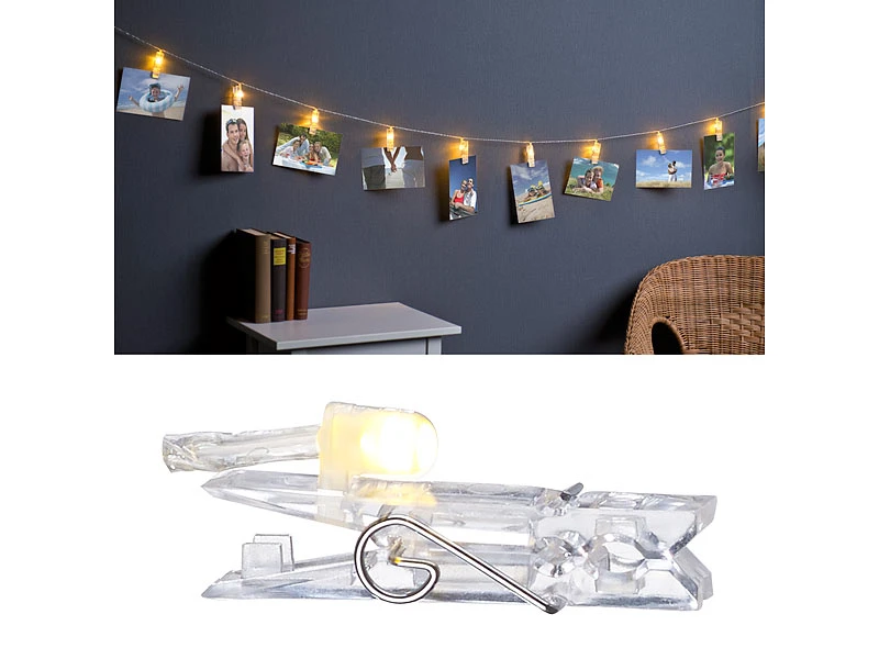 Lunartec Lichterkette Bilder:LED-Foto-Clips-Lichterkette Mit 40 Klammern, Batteriebetrieben, 10 M 4 Lunartec Lichterkette Bilder:LED-Foto-Clips-Lichterkette Mit 40 Klammern, Batteriebetrieben, 10 M – Bild 2