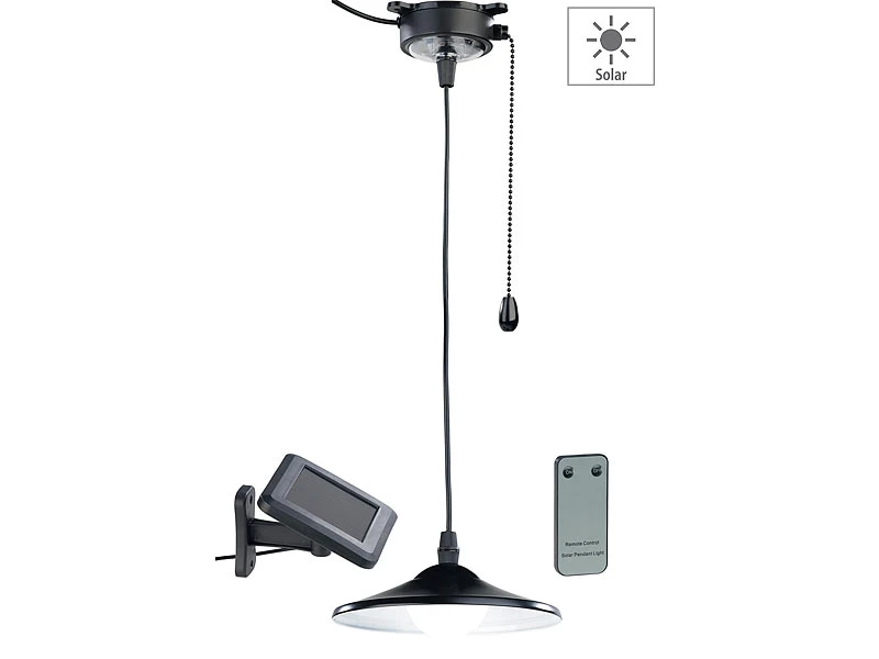 Lunartec Solar Hängelampe:Solar-LED-Hängeleuchte Mit Zugschnur Und Fernbedienung, 40 Lumen, IP44 3 Lunartec Solar Hängelampe:Solar-LED-Hängeleuchte Mit Zugschnur Und Fernbedienung, 40 Lumen, IP44