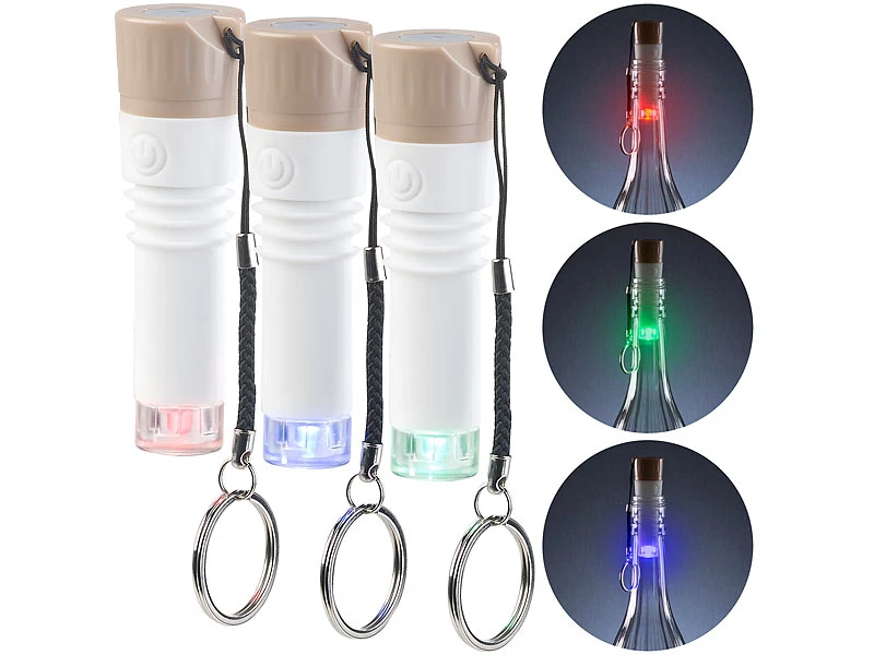 Lunartec Flaschenlicht:3er-Set LED-Weinflaschen-Lichter Mit RGB-Farbwechsel, Per USB Ladbar 3 Lunartec Flaschenlicht:3er-Set LED-Weinflaschen-Lichter Mit RGB-Farbwechsel, Per USB Ladbar – Bild 2