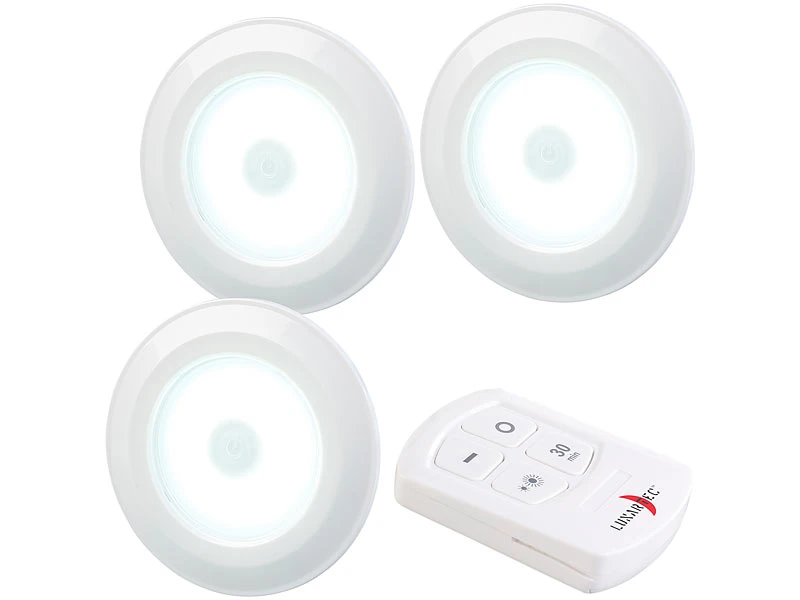 Lunartec Batterieleuchte:3er-Set Superhelle COB-LED-Unterbauleuchten, Timer, 120lm, Erweiterbar 3 Lunartec Batterieleuchte:3er-Set Superhelle COB-LED-Unterbauleuchten, Timer, 120lm, Erweiterbar