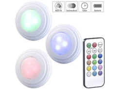 Lunartec LED Spot:3er-Set RGB+W-LED-Unterbauleuchten, Fernbedienung, Timer, Erweiterbar