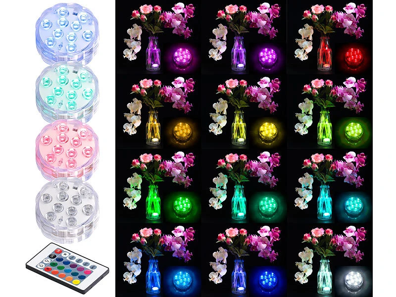 Lunartec Poolbeleuchtung:8er-Set RGB-LED-Unterwasserleuchten Mit Fernbedienung, IP68 10 Lunartec Poolbeleuchtung:8er-Set RGB-LED-Unterwasserleuchten Mit Fernbedienung, IP68 – Bild 8