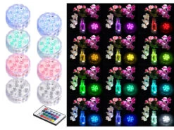 Alternative view of Lunartec Poolbeleuchtung:8er-Set RGB-LED-Unterwasserleuchten Mit Fernbedienung, IP68