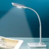 Lunartec Schreibtischleuchte:LED-Schreibtischlampe Mit Schwanenhals, 5 Watt, Silbern