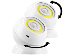 Alternative view of Lunartec LED Akku Lampe:2er-Set Ultrahelle COB-LED-Akku-Leuchten Mit PIR Sensor, 200 Lm, Weiß