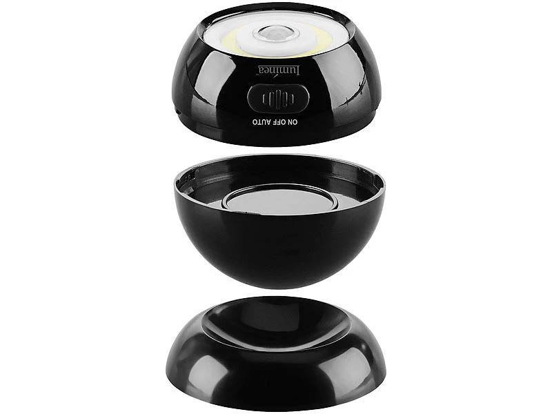 Lunartec Kabellose Lampen:2er-Set Ultrahelle COB-LED-Akku-Leuchten, PIR Sensor, 200 Lm, Schwarz 11 Lunartec Kabellose Lampen:2er-Set Ultrahelle COB-LED-Akku-Leuchten, PIR Sensor, 200 Lm, Schwarz – Bild 9