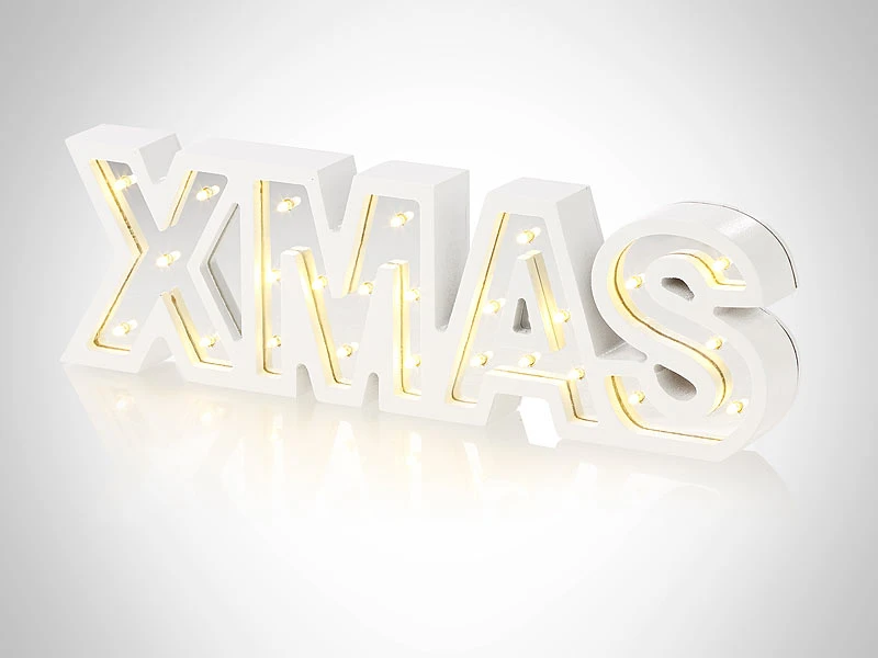 Lunartec LED-Deko Modern:LED-Schriftzug "XMAS" Aus Holz & Spiegeln Mit Timer, 3er-Set 8 Lunartec LED-Deko Modern:LED-Schriftzug "XMAS" Aus Holz & Spiegeln Mit Timer, 3er-Set – Bild 6