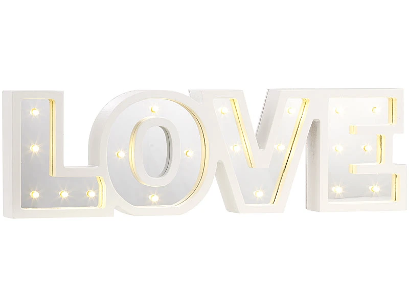 Lunartec LED Schrift Beleuchtung:LED-Schriftzug "LOVE" Aus Holz & Spiegeln Mit Timer & Batteriebetrieb 4 Lunartec LED Schrift Beleuchtung:LED-Schriftzug "LOVE" Aus Holz & Spiegeln Mit Timer & Batteriebetrieb – Bild 2
