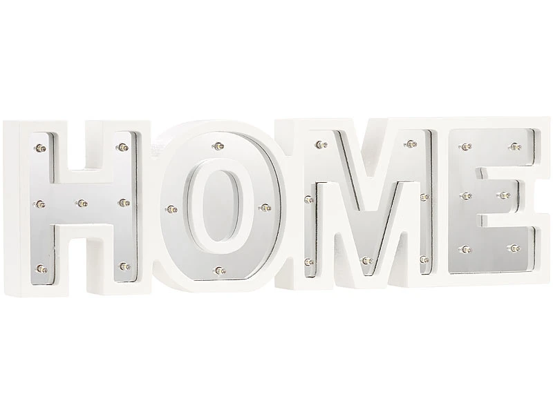 Lunartec LED Deko:LED-Schriftzug "HOME" Aus Holz & Spiegeln Mit Timer & Batteriebetrieb 8 Lunartec LED Deko:LED-Schriftzug "HOME" Aus Holz & Spiegeln Mit Timer & Batteriebetrieb – Bild 6