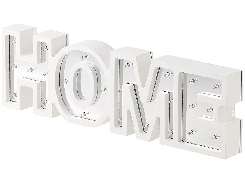 Lunartec LED Deko:LED-Schriftzug "HOME" Aus Holz & Spiegeln Mit Timer & Batteriebetrieb 9 Lunartec LED Deko:LED-Schriftzug "HOME" Aus Holz & Spiegeln Mit Timer & Batteriebetrieb – Bild 7